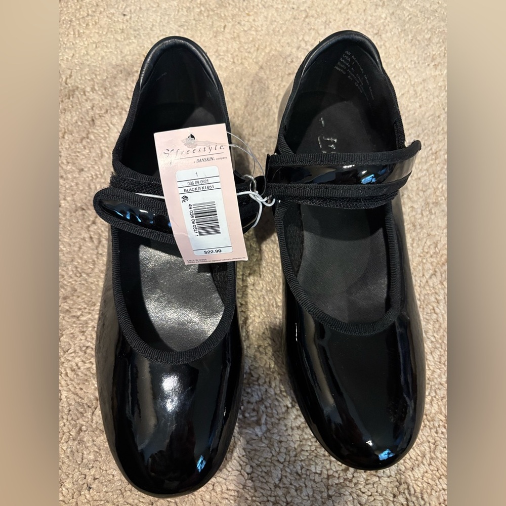 Shiny Black Kids tap Shoes